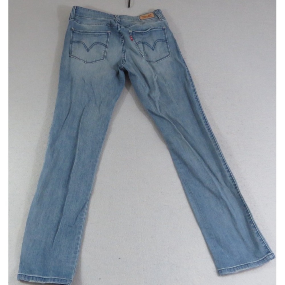 Levis Mid Rise Skinny Jeans Womens Blue Distressed Stretch Embroidered Denim 28 - Picture 7 of 12